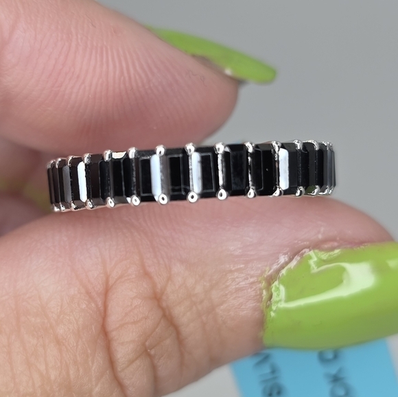 10.20cttw Black Onyx Spinel Silver Ring - Picture 1 of 7